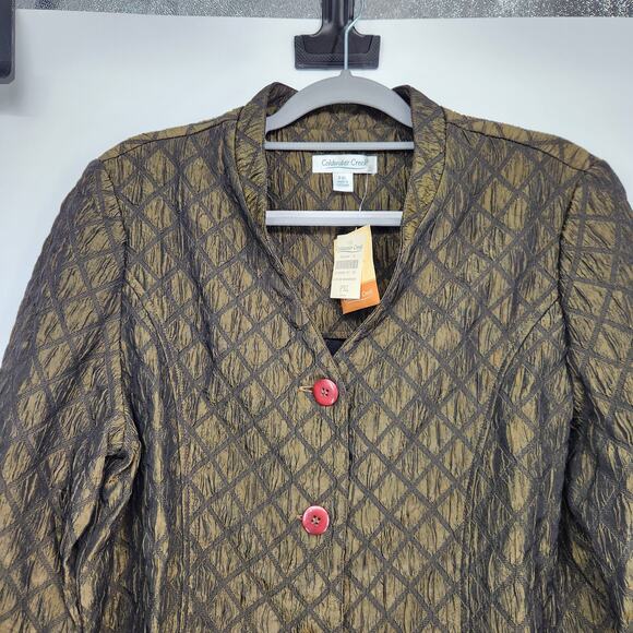 NWT Coldwater Creek Petite Green Mandarin Diamond Buttoned Jacket Women's PXL - Picture 8 of 10